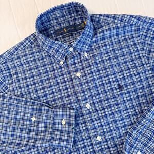 Ralph Lauren Button Down Shirt Mens‎ 15.5 MEDIUM Long Sleeve Classic Fit Blue